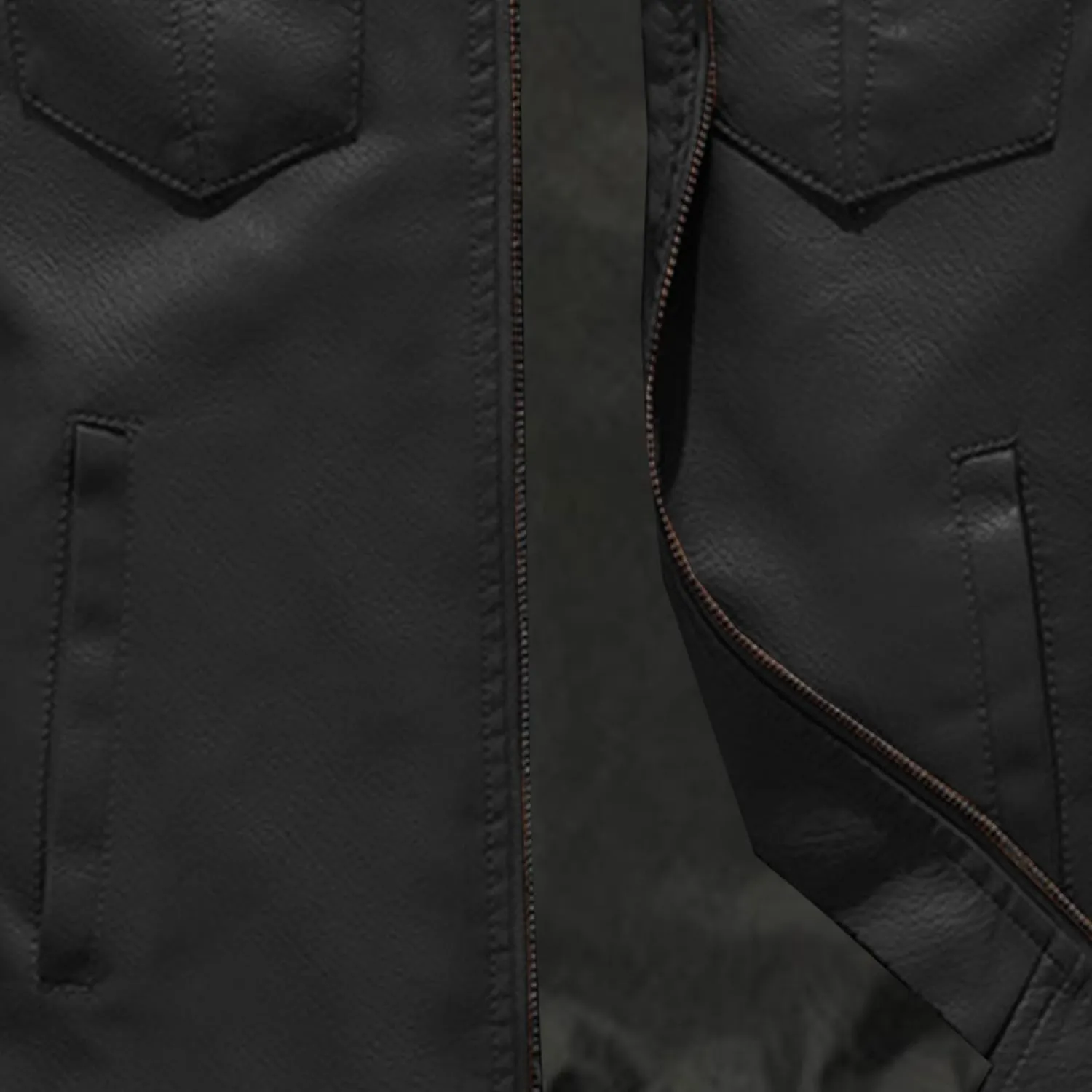 Men's Leather Jacket Fashion Vintage Stand Collar Faux Leather Jacket Zip-Up Slim Fit Motorcycle Biker Coat