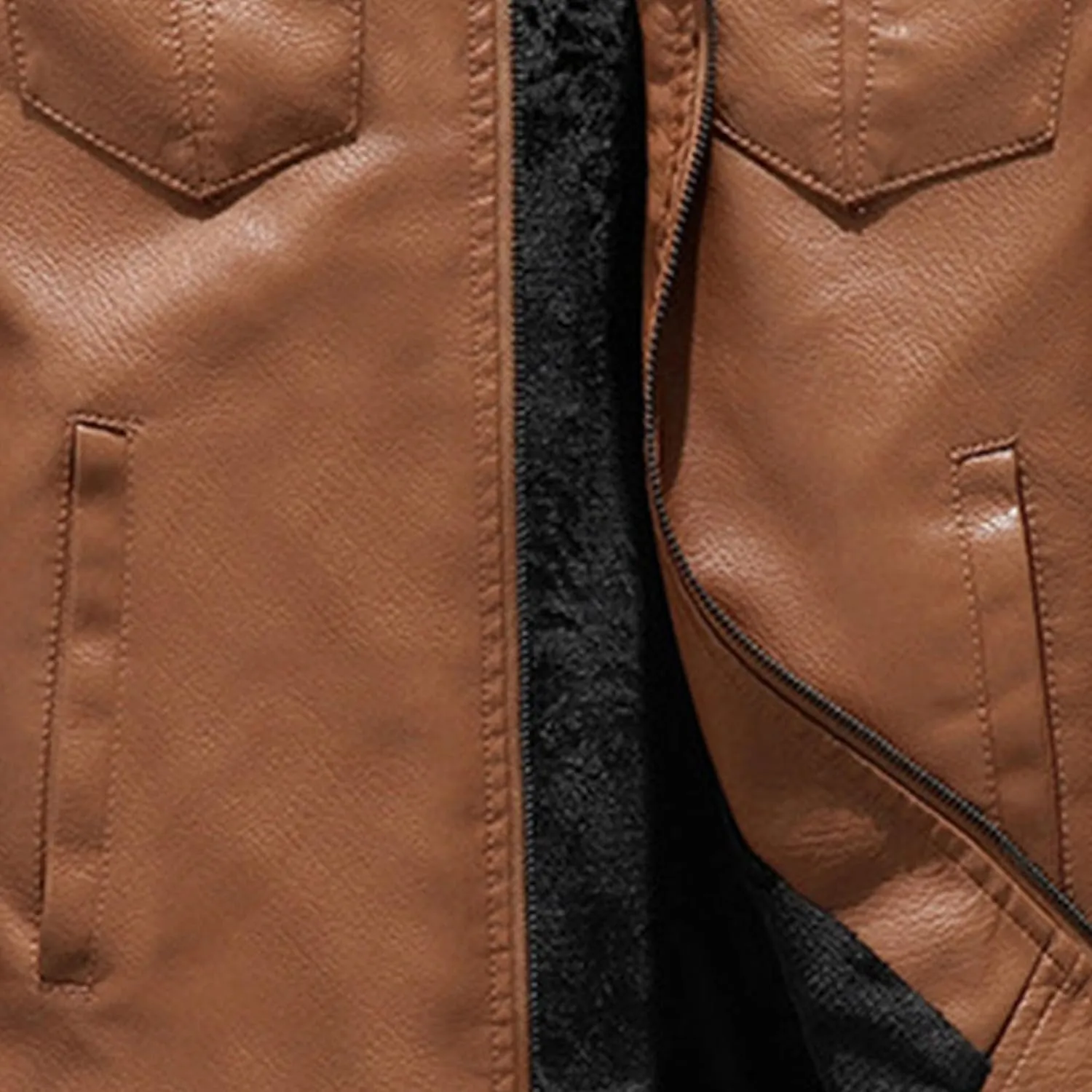 Men's Leather Jacket Fashion Vintage Stand Collar Faux Leather Jacket Zip-Up Slim Fit Motorcycle Biker Coat