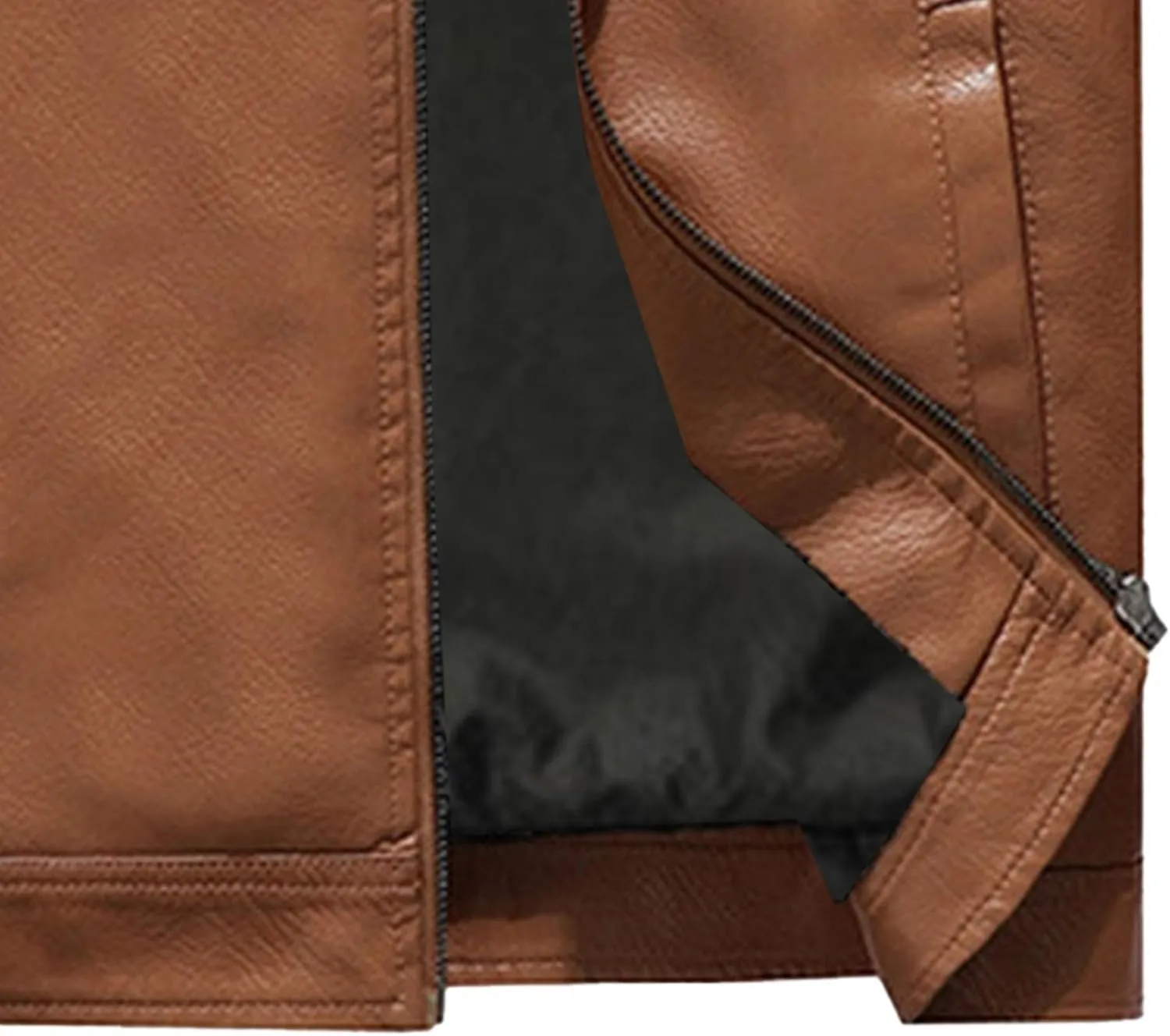 Men's Leather Jacket Fashion Vintage Stand Collar Faux Leather Jacket Zip-Up Slim Fit Motorcycle Biker Coat