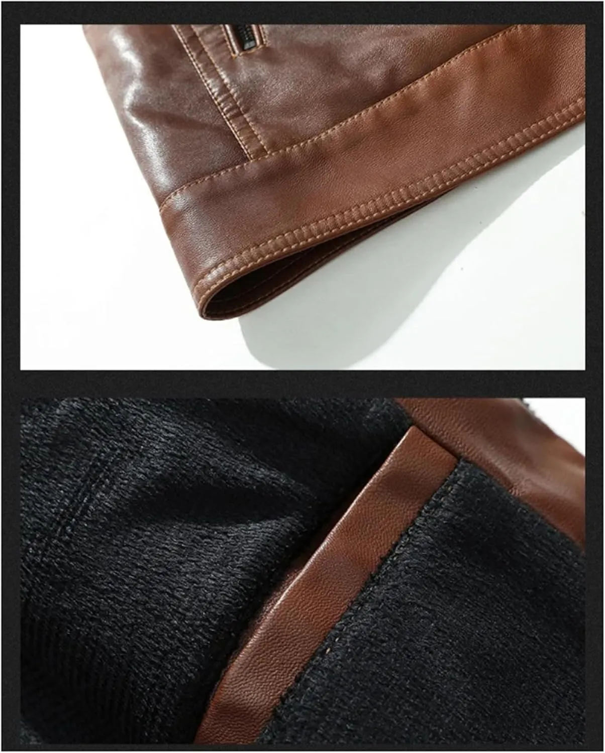 Mens Leather Jacket Winter PU Leather Jacket Coat Classic Stand Collar Cowboy Motorcycle Leather Jackets