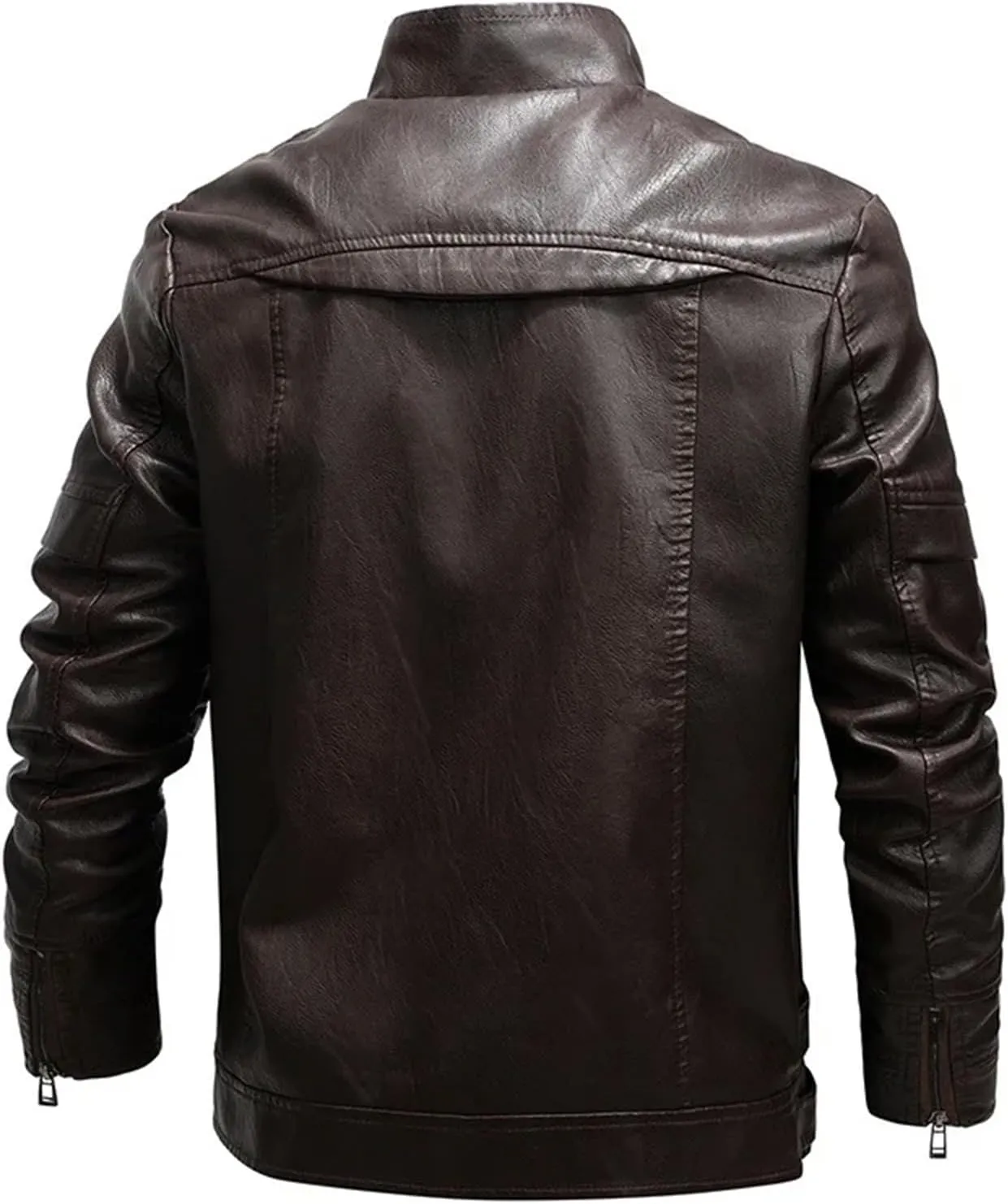 Mens Leather Jacket Winter PU Leather Jacket Coat Classic Stand Collar Cowboy Motorcycle Leather Jackets