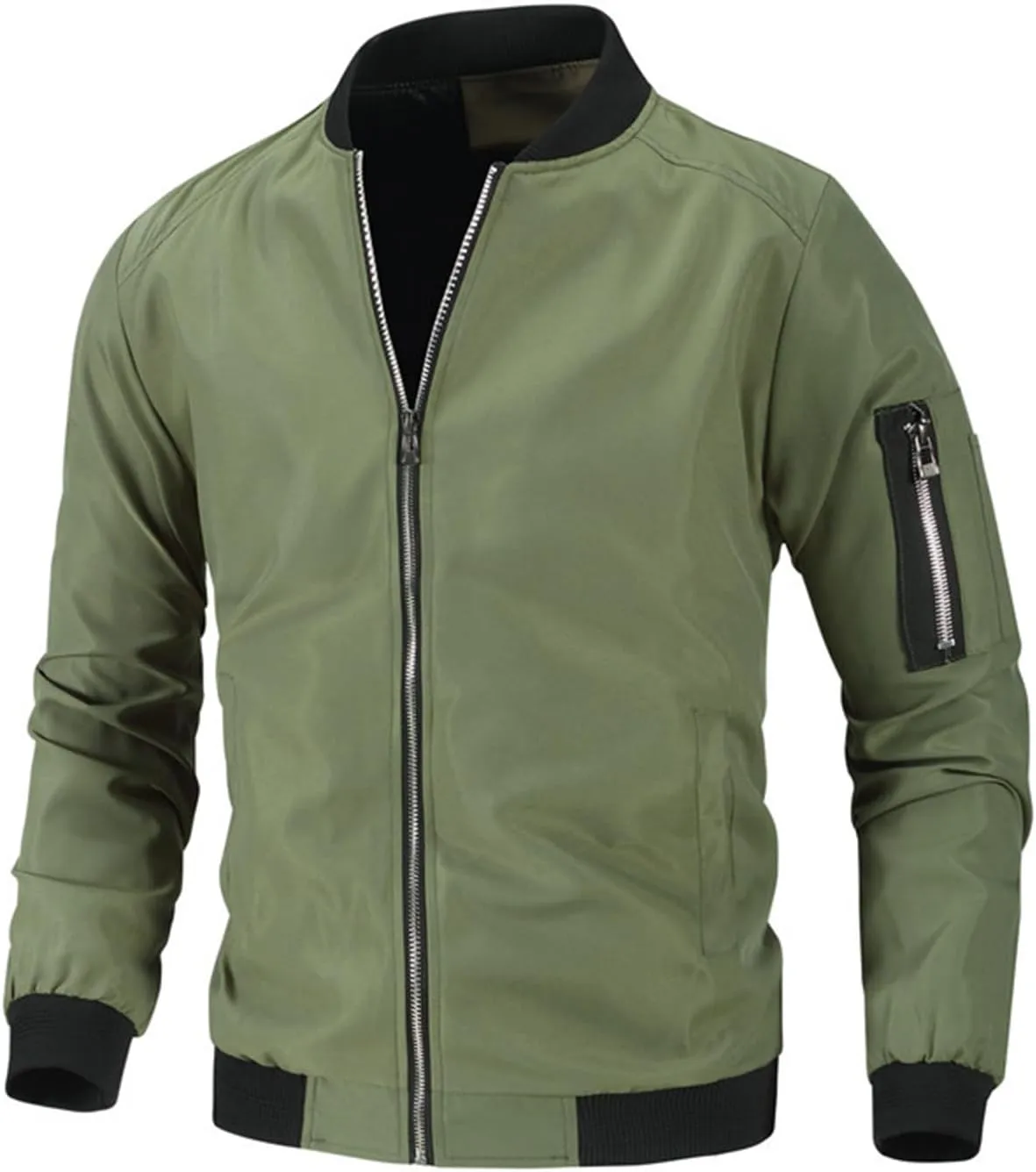 Mens Lightweight Bomber Jackets Casual Softshell Coat with Zipper for Sportwear and Windbreaker Needs