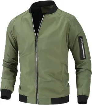 Mens Lightweight Bomber Jackets Casual Softshell Coat with Zipper for Sportwear and Windbreaker Needs