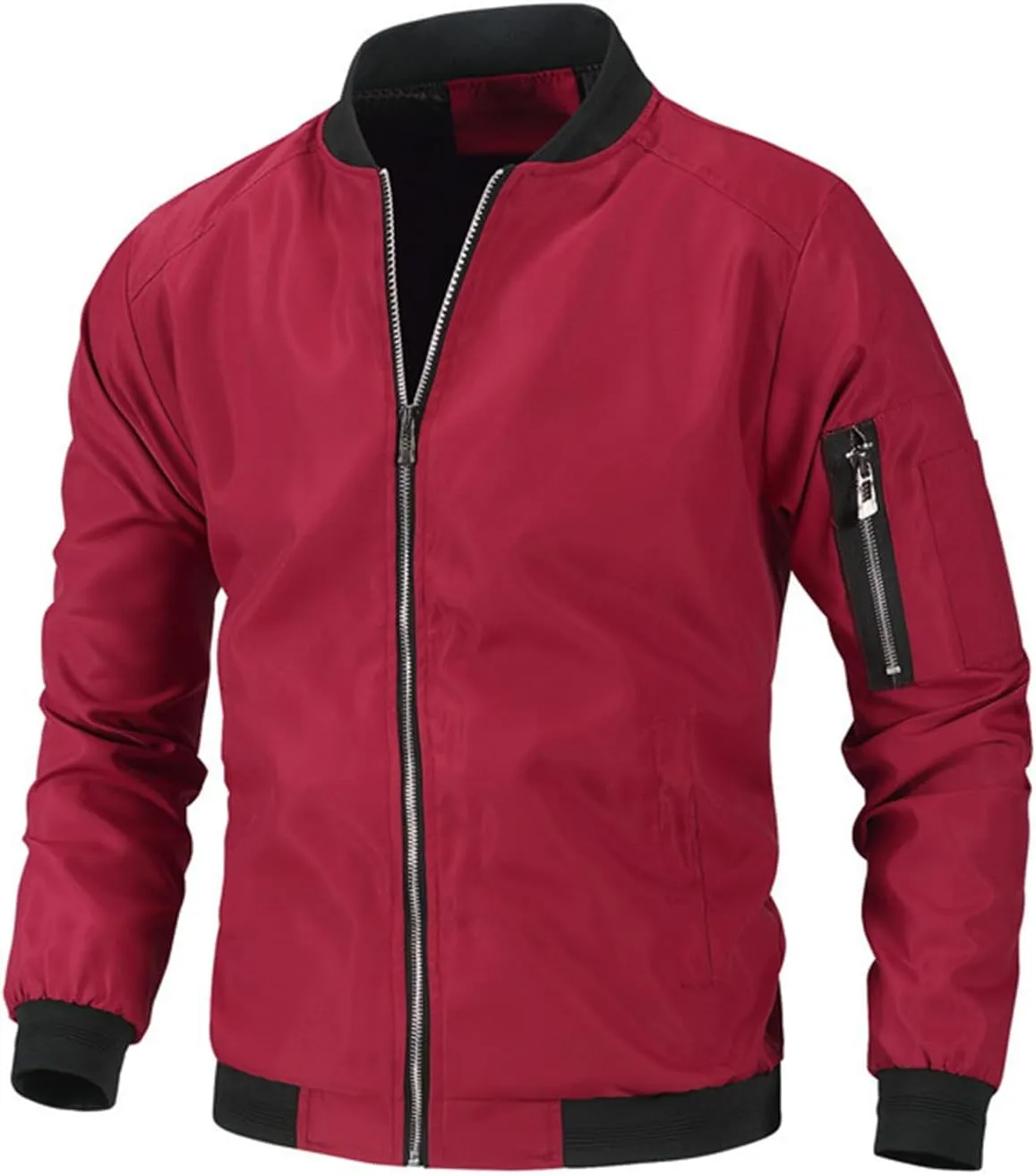 Mens Lightweight Bomber Jackets Casual Softshell Coat with Zipper for Sportwear and Windbreaker Needs