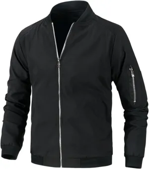 Mens Lightweight Bomber Jackets Casual Softshell Coat with Zipper for Sportwear and Windbreaker Needs