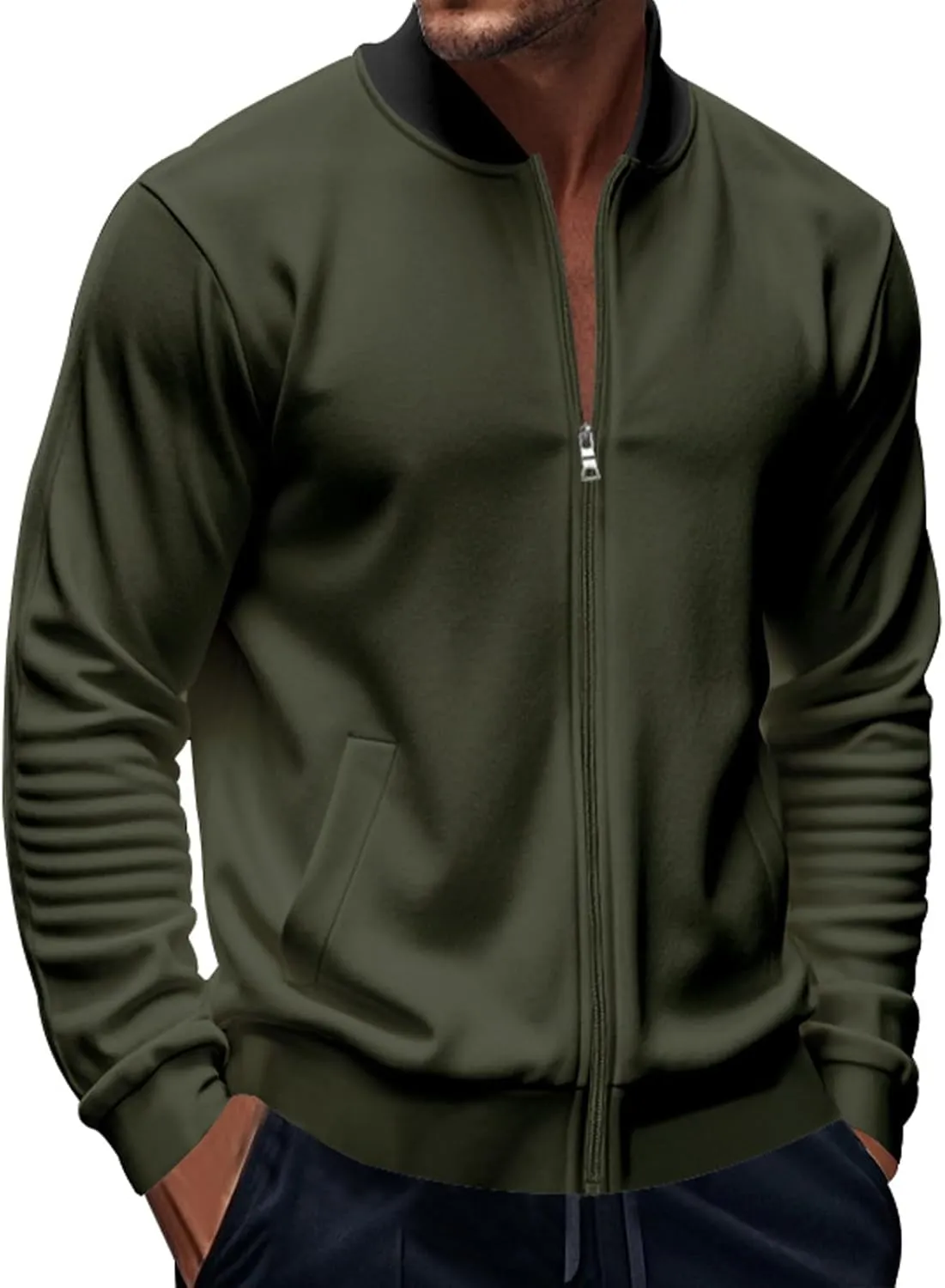 Men's Lightweight Bomber Jackets Light Track Jacket Golf Fashion Coat Zip Up Outerwear Outdoor Casual Sportswear Fall