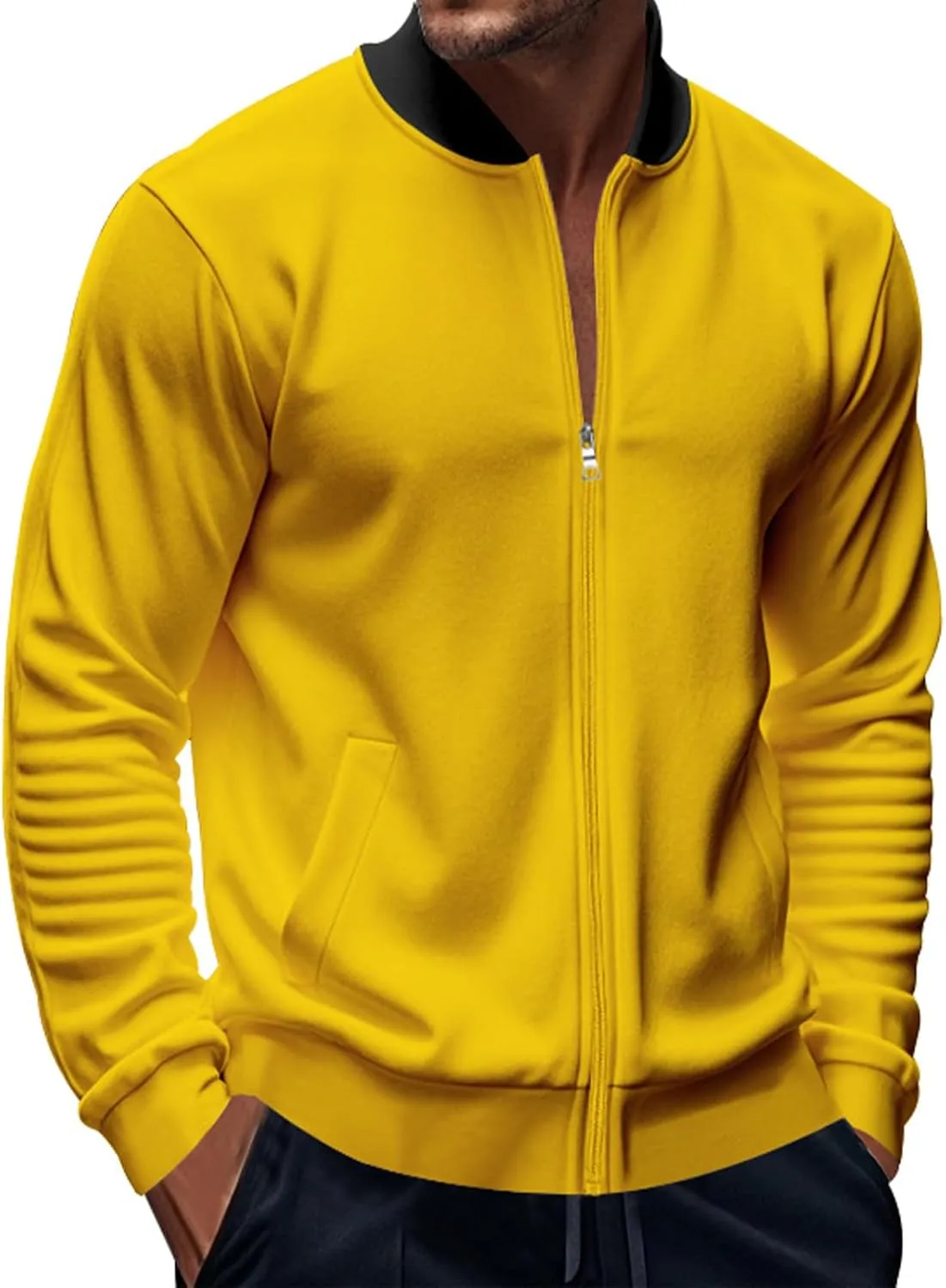 Men's Lightweight Bomber Jackets Light Track Jacket Golf Fashion Coat Zip Up Outerwear Outdoor Casual Sportswear Fall