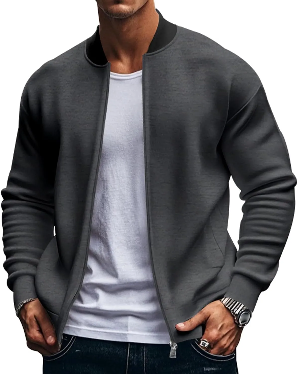 Men's Lightweight Bomber Jackets Light Track Jacket Golf Fashion Coat Zip Up Outerwear Outdoor Casual Sportswear Fall