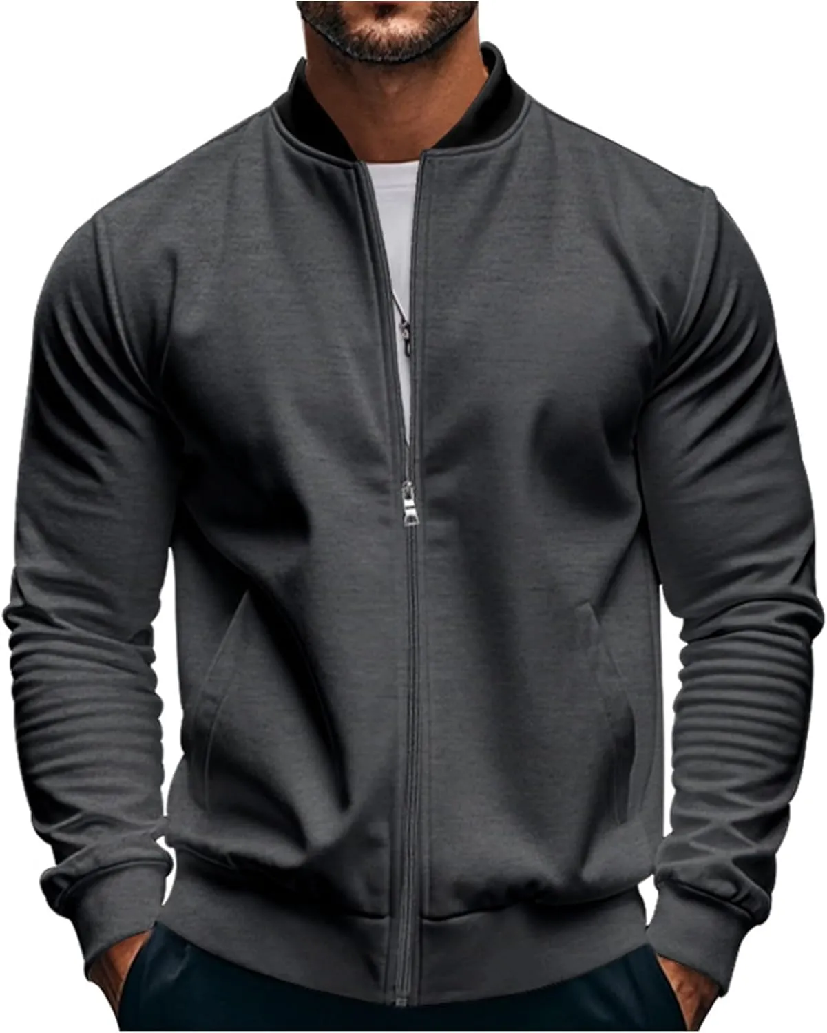 Men's Lightweight Bomber Jackets Light Track Jacket Golf Fashion Coat Zip Up Outerwear Outdoor Casual Sportswear Fall