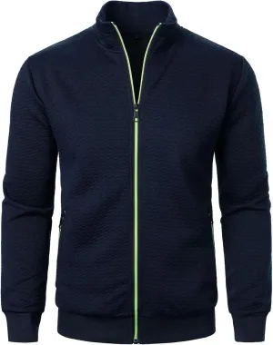 Men's Lightweight Bomber Jackets Mock Neck Solid Athletic Jogging Sweatshirt Pockets with Zipper Sweater Hoodie Pullover