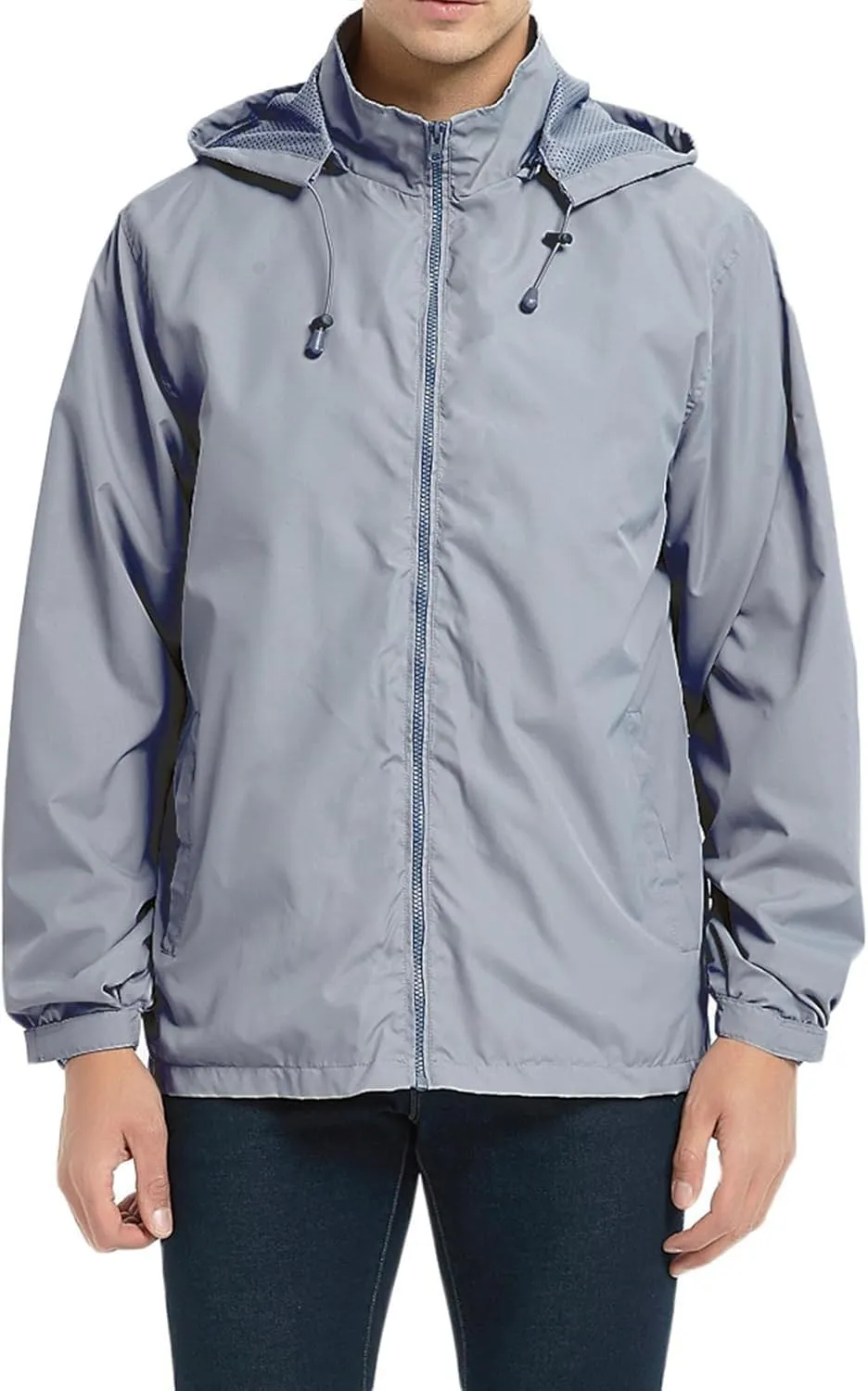 Mens Lightweight Rain Jacket Windbreaker Waterproof Hooded Windbreaker Jacket with Pockets