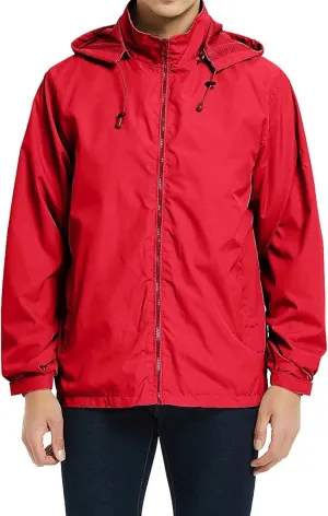 Mens Lightweight Rain Jacket Windbreaker Waterproof Hooded Windbreaker Jacket with Pockets