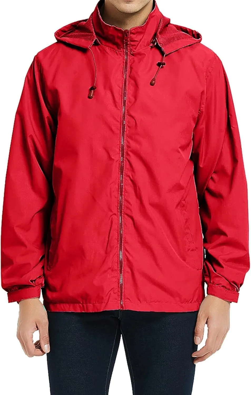 Mens Lightweight Rain Jacket Windbreaker Waterproof Hooded Windbreaker Jacket with Pockets