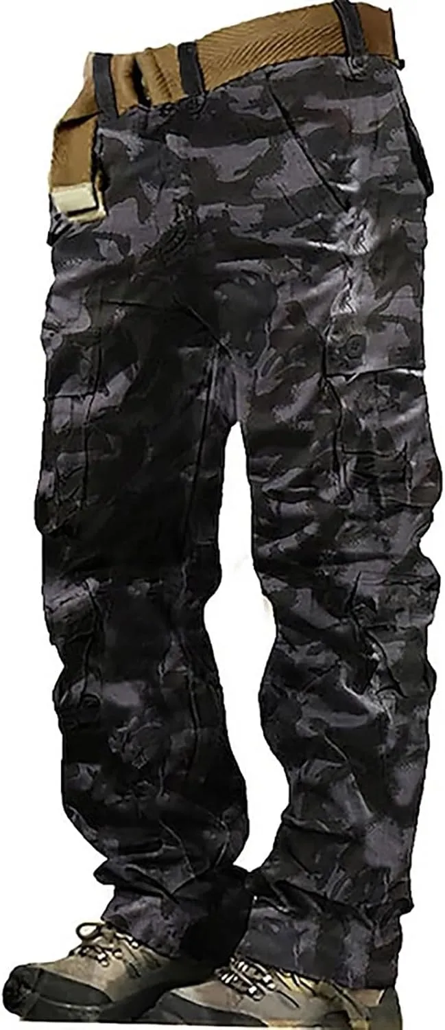 Mens Lightweight Tactical Pants Ripstop Military Cargo Pants Camo Outdoor Hiking Work Pants Workout Joggers Sweatpants 28-44
