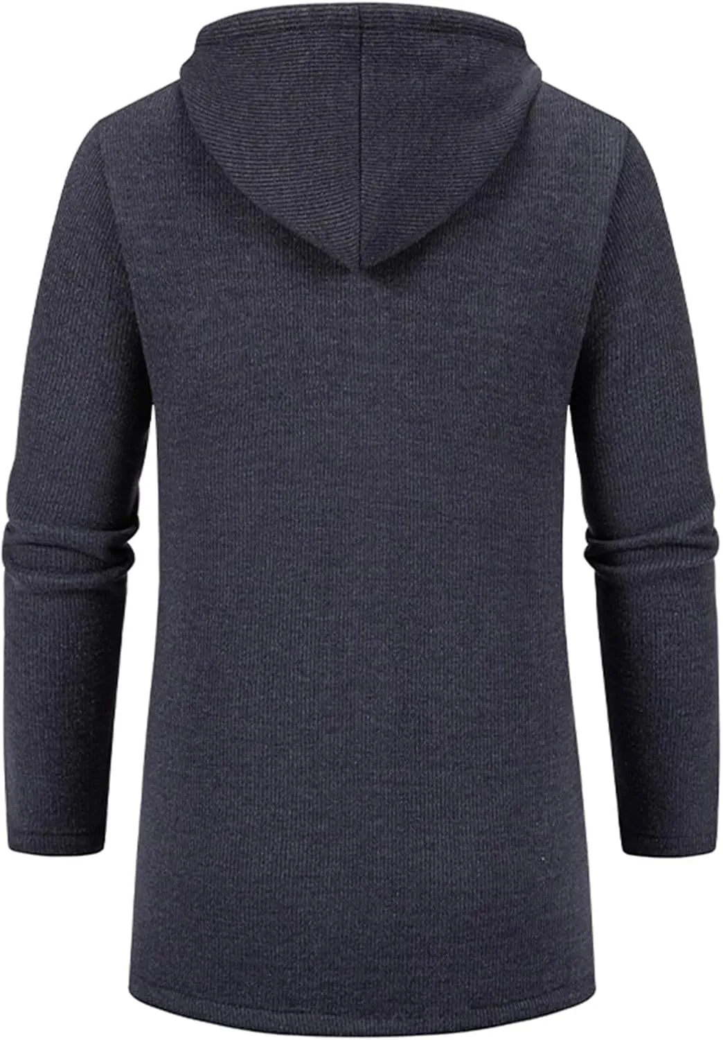 Men's Long Wool Overcoat Winter Thermal Jackets Comfy Fleece Lined Full Zip up Coats Soild Trench Coat with Pockets