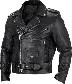 Men's Motorcycle Leather Jacket Vintage Faux Leather Jacket Spring Fall Windproof Coats Zip-Up Slim Fit Biker Coat