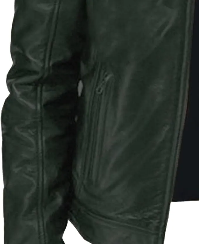 Men's Multi Pocket Pu Leather Jacket Stand Collar Zipper Cardigan Motorcycle Bomberjackets Zip Up Biker Outwear