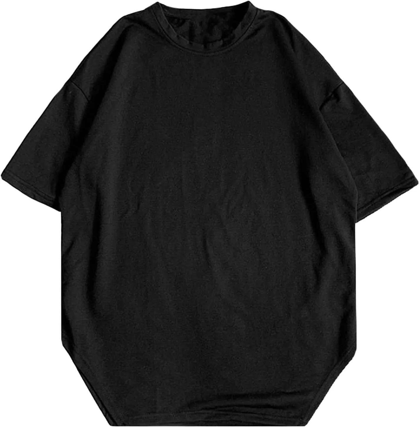 Men's Oversized Half Short Sleeves Heavyweight Cotton Crew Neck T-Shirt Casual Loose Hip-hop Tee Tops