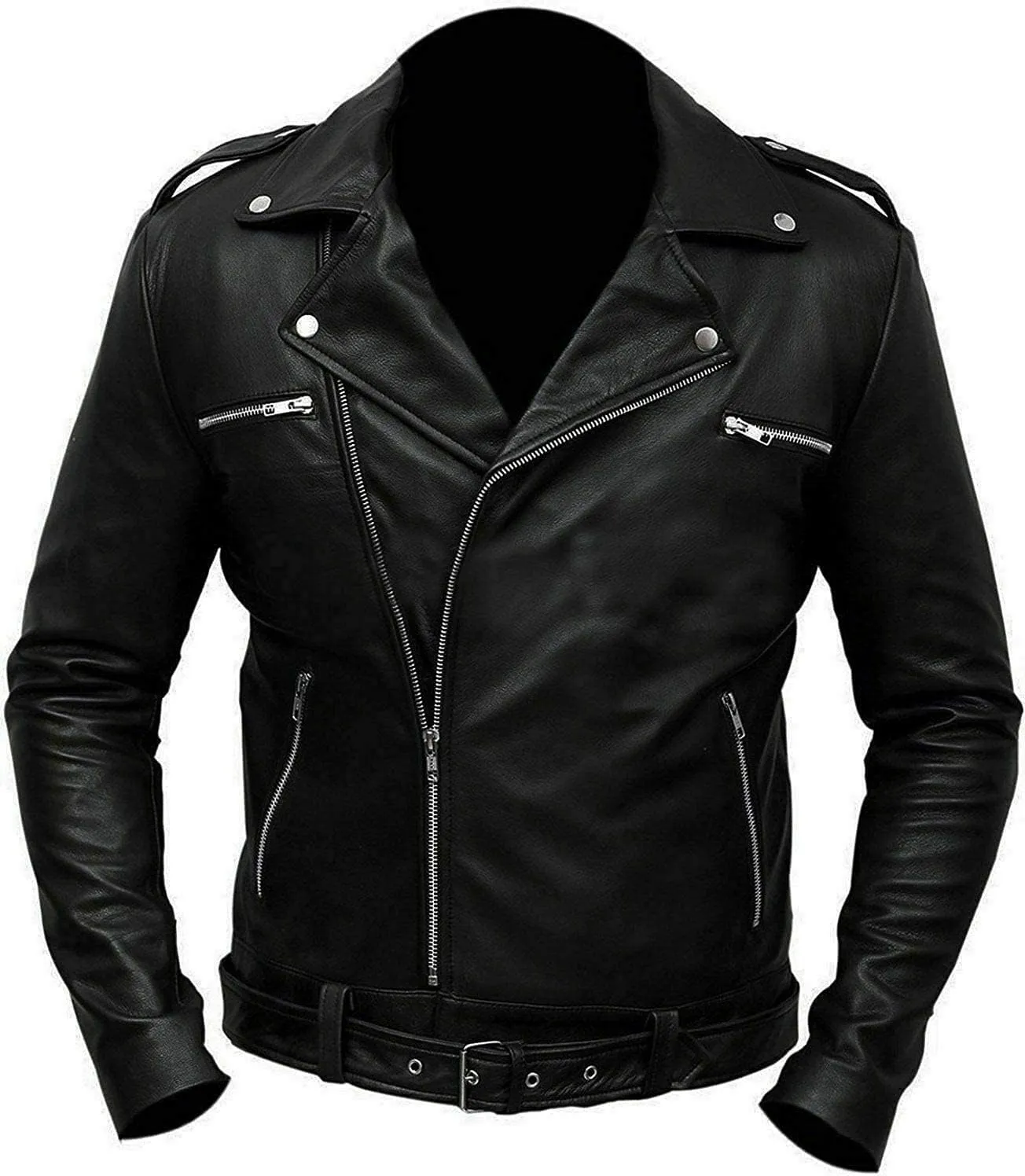 Men's Retro Distressed Motorcycle Leather Jacket - Vintage Cafe Racer Biker Leather Jacket For Men