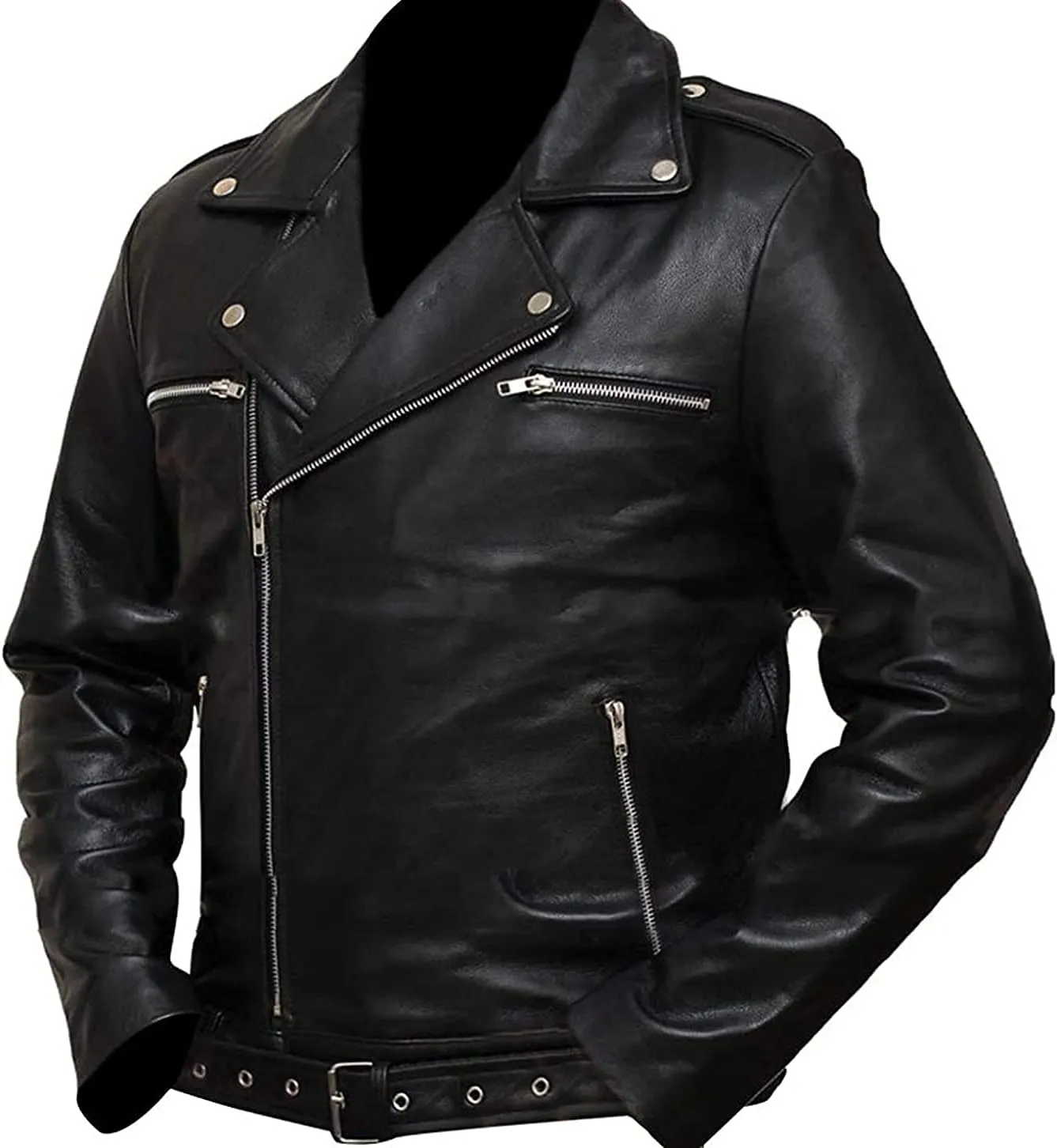 Men's Retro Distressed Motorcycle Leather Jacket - Vintage Cafe Racer Biker Leather Jacket For Men