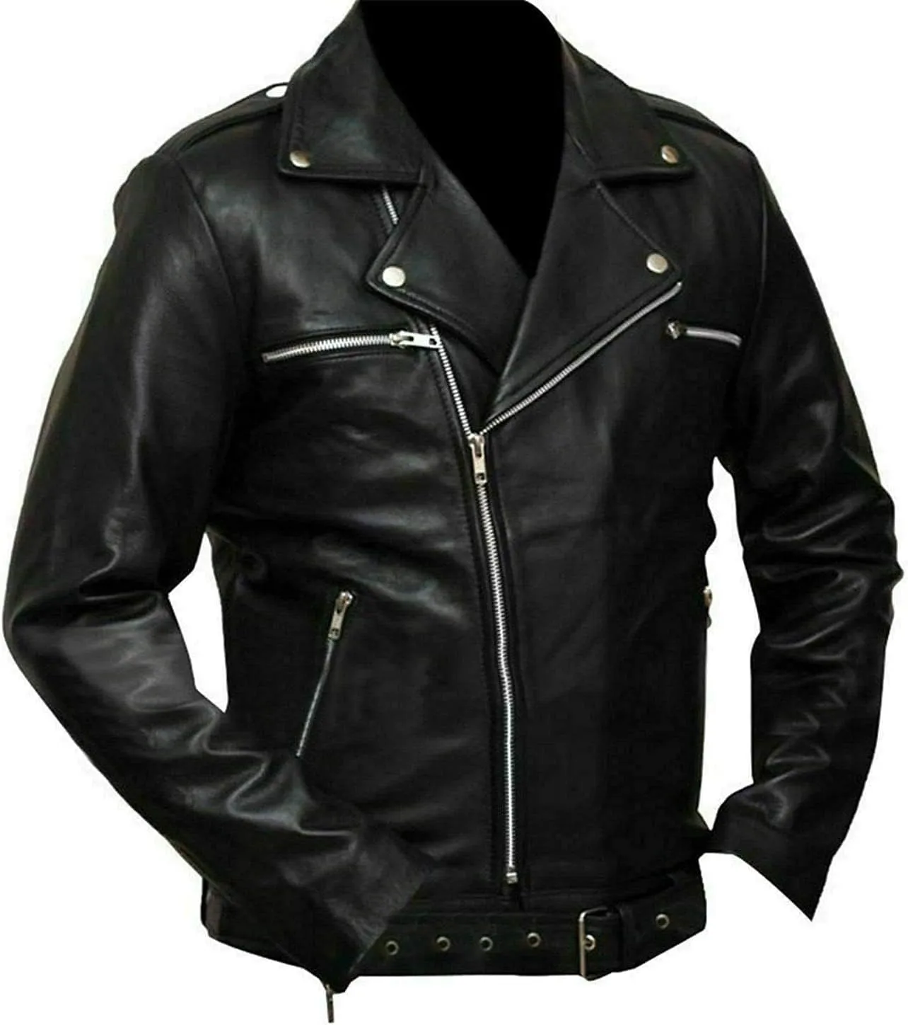 Men's Retro Distressed Motorcycle Leather Jacket - Vintage Cafe Racer Biker Leather Jacket For Men