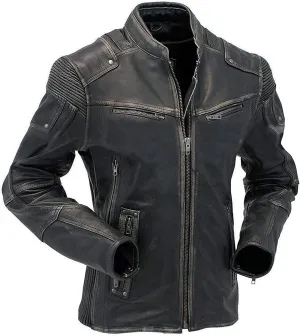 Men's Retro Distressed Motorcycle Leather Jacket - Vintage Cafe Racer Biker Leather Jacket For Men