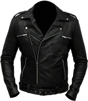 Men's Retro Distressed Motorcycle Leather Jacket - Vintage Cafe Racer Biker Leather Jacket For Men