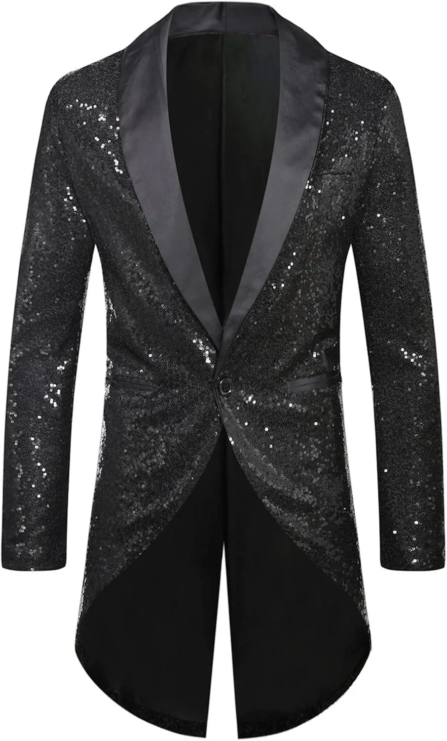 Mens Sequin Tuxedo Jacket Tails Slim Fit Tailcoat Dress Coat Swallowtail Dinner Wedding Party Blazer Suit Jackets