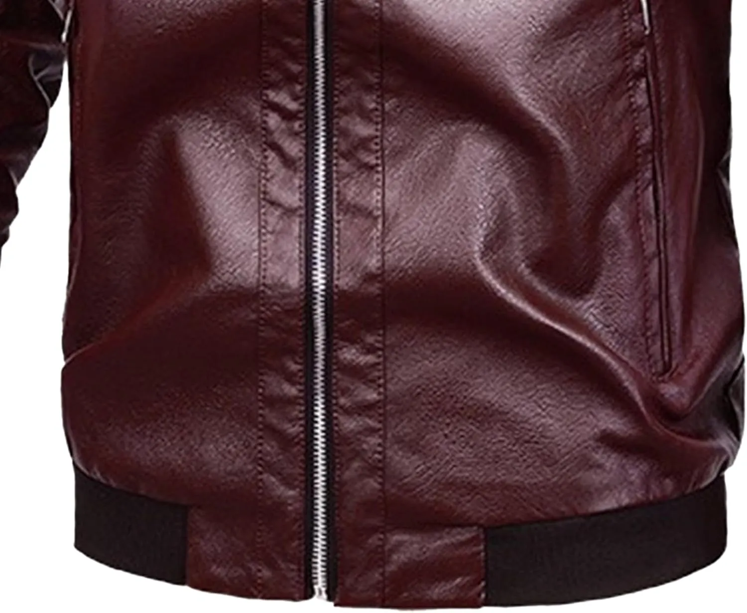 Mens Sherpa Lined Leather Jacket Stand Collar Zip Up Pu Leather Jacket Winter Fleece Shearling Bomber Jacket