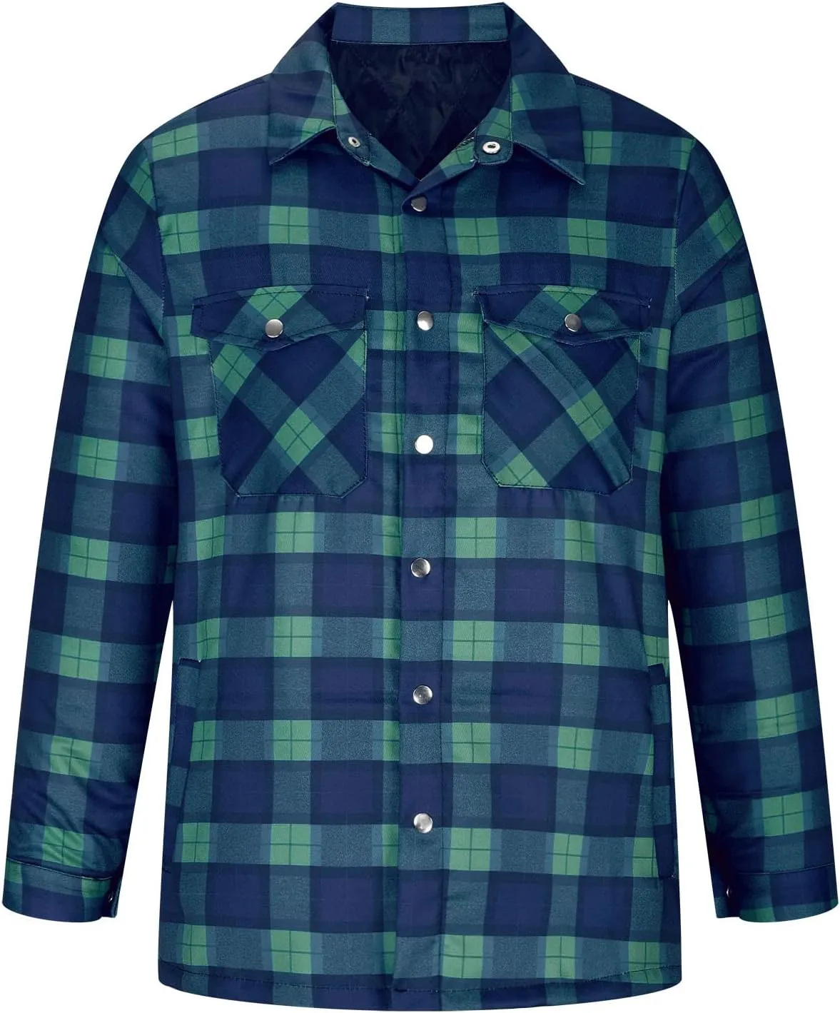 Mens Sherpa Lined Shacket Regular Fit Long Sleeve Plaid Shacket Coat Casual Long Sleeve Buttons Shirts Jackets