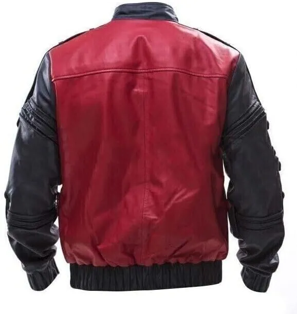 Mens Slim Fit Leather Jacket | Red Motorcycle Jacket Fly Biker Leather Jacket