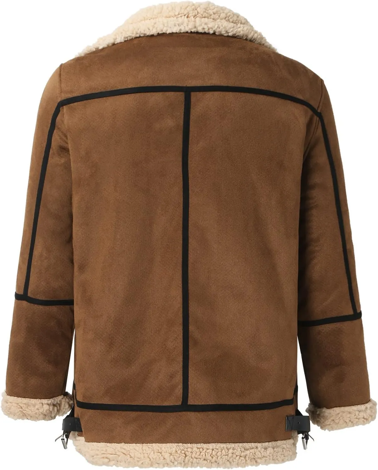 Mens Winter Coats, Mens Sherpa Fleece Lined Faux Leather Jacket Heavyweight Zip Up Bomber Jackets Vintage Winter Coats