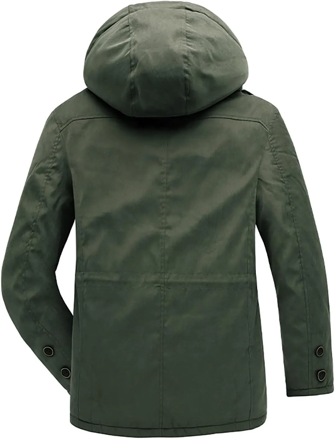Men's Winter Hooded Jacket Sherpa Fleece Lined Warm Windbreaker Coat Thicken Long Sleeve Snap Work Parka with Pockets