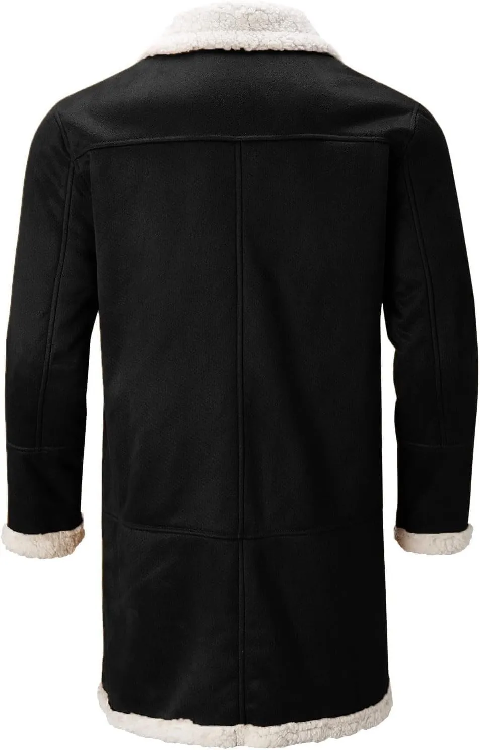Mens Winter Warm Fur Collar Long Trench Coats Casual Sherpa Fleece Lined Jackets Big and Tall Outwears Pockets