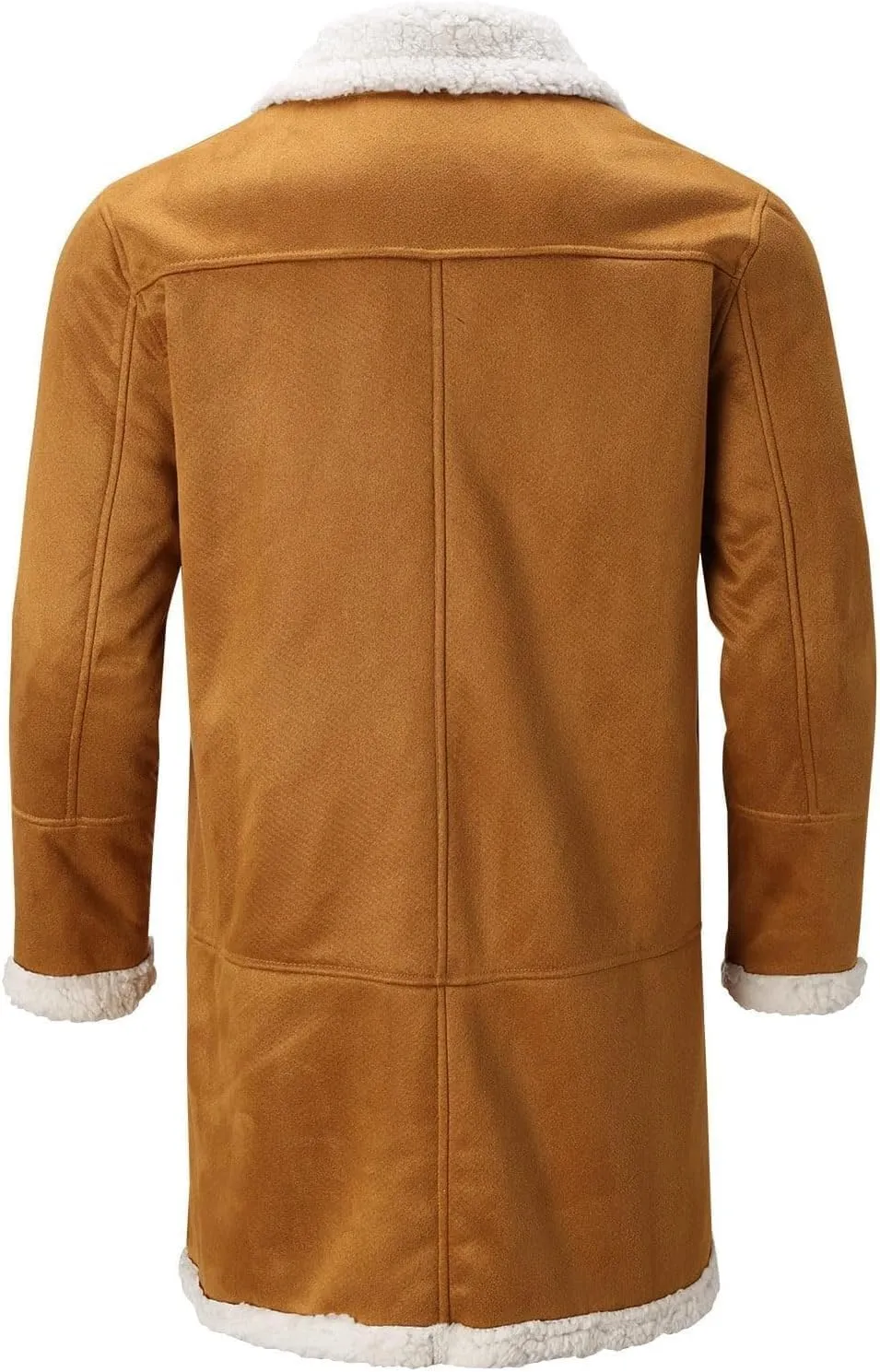 Mens Winter Warm Fur Collar Long Trench Coats Casual Sherpa Fleece Lined Jackets Big and Tall Outwears Pockets