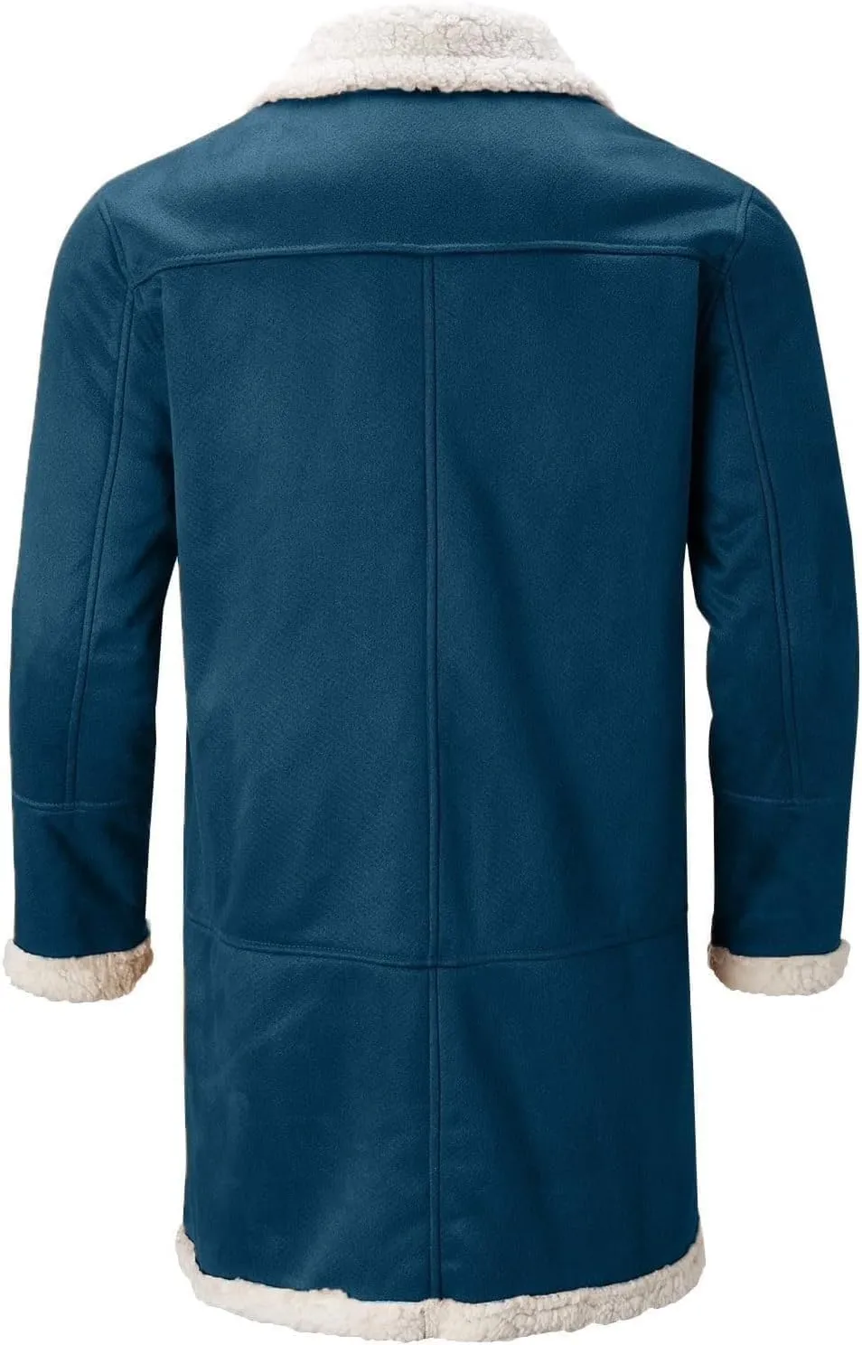 Mens Winter Warm Fur Collar Long Trench Coats Casual Sherpa Fleece Lined Jackets Big and Tall Outwears Pockets