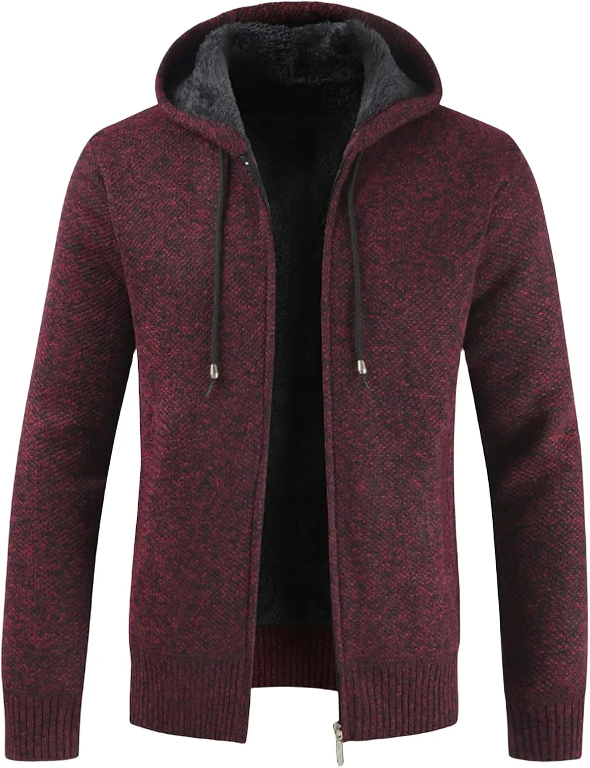 Men's Zip Up Hoodies Casual Full-Zip Fleece Jacket Sherpa Fleece Lined Knit Cardigan Sweater Jackets Soft Warm Coat