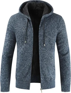Men's Zip Up Hoodies Casual Full-Zip Fleece Jacket Sherpa Fleece Lined Knit Cardigan Sweater Jackets Soft Warm Coat