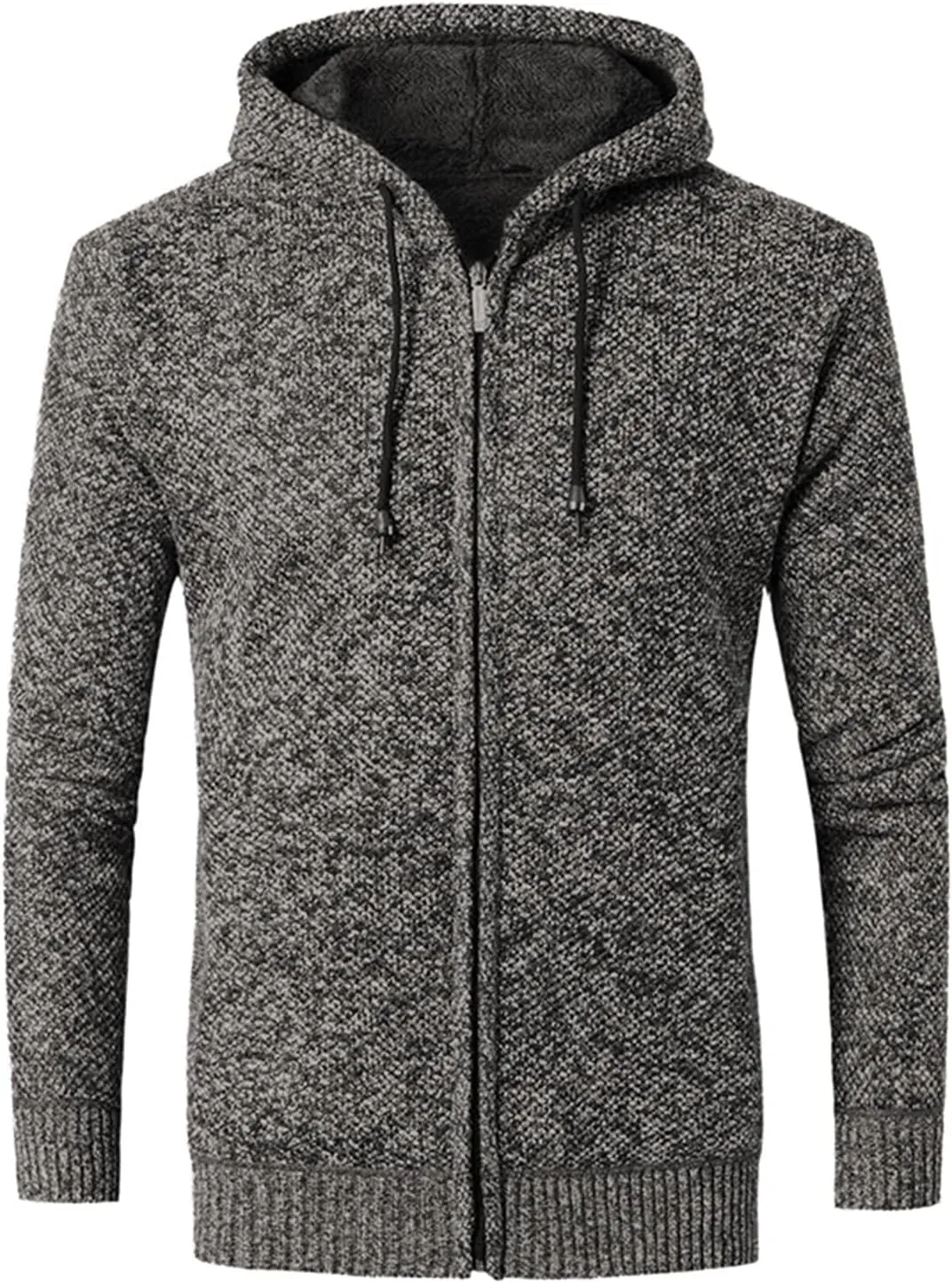 Men's Zip Up Hoodies Casual Full-Zip Fleece Jacket Sherpa Fleece Lined Knit Cardigan Sweater Jackets Soft Warm Coat