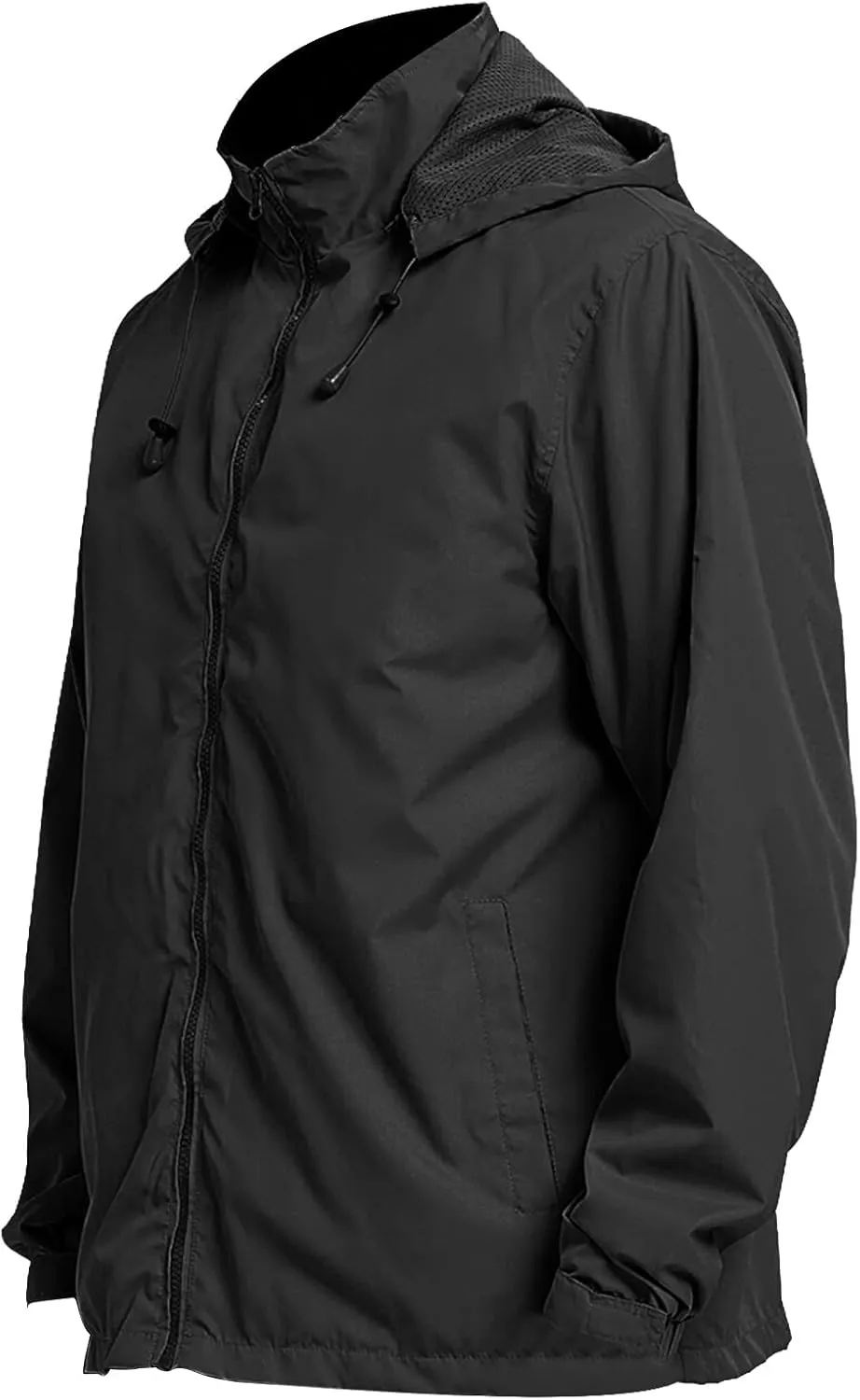 Mens Zip Up Jackets Hooded Waterproof Windbreakers Loose Coats Fashion Lapel Plain Clothes with Pocket 2024 New