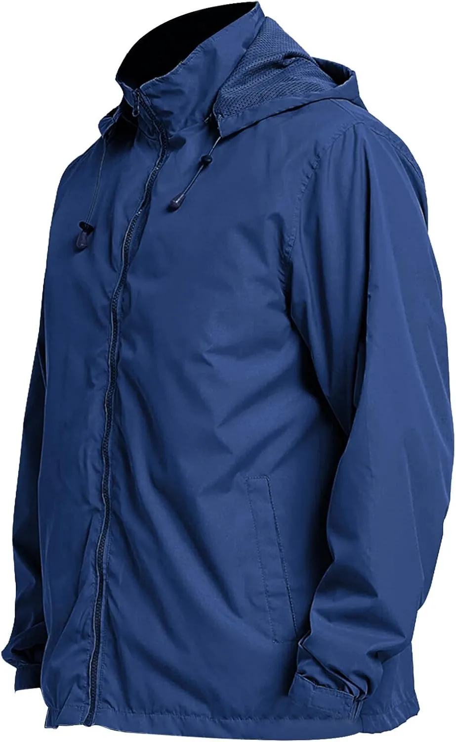 Mens Zip Up Jackets Hooded Waterproof Windbreakers Loose Coats Fashion Lapel Plain Clothes with Pocket 2024 New