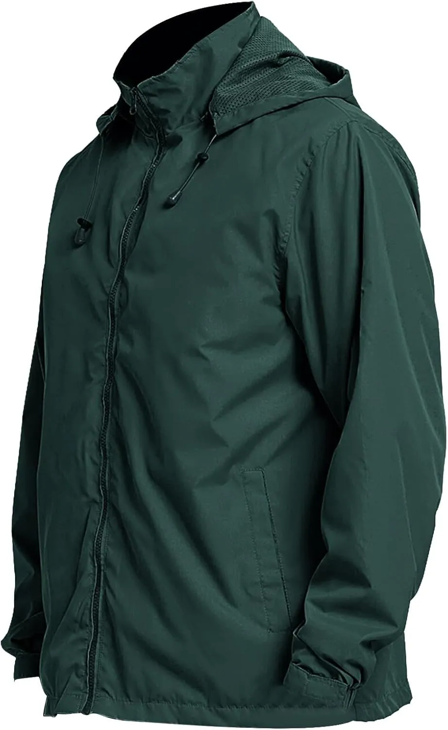 Mens Zip Up Jackets Hooded Waterproof Windbreakers Loose Coats Fashion Lapel Plain Clothes with Pocket 2024 New