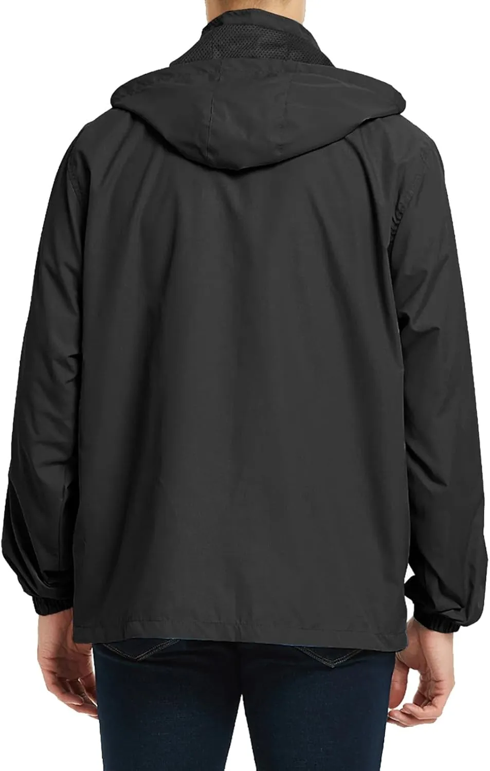 Mens Zip Up Jackets Hooded Waterproof Windbreakers Loose Coats Fashion Lapel Plain Clothes with Pocket 2024 New
