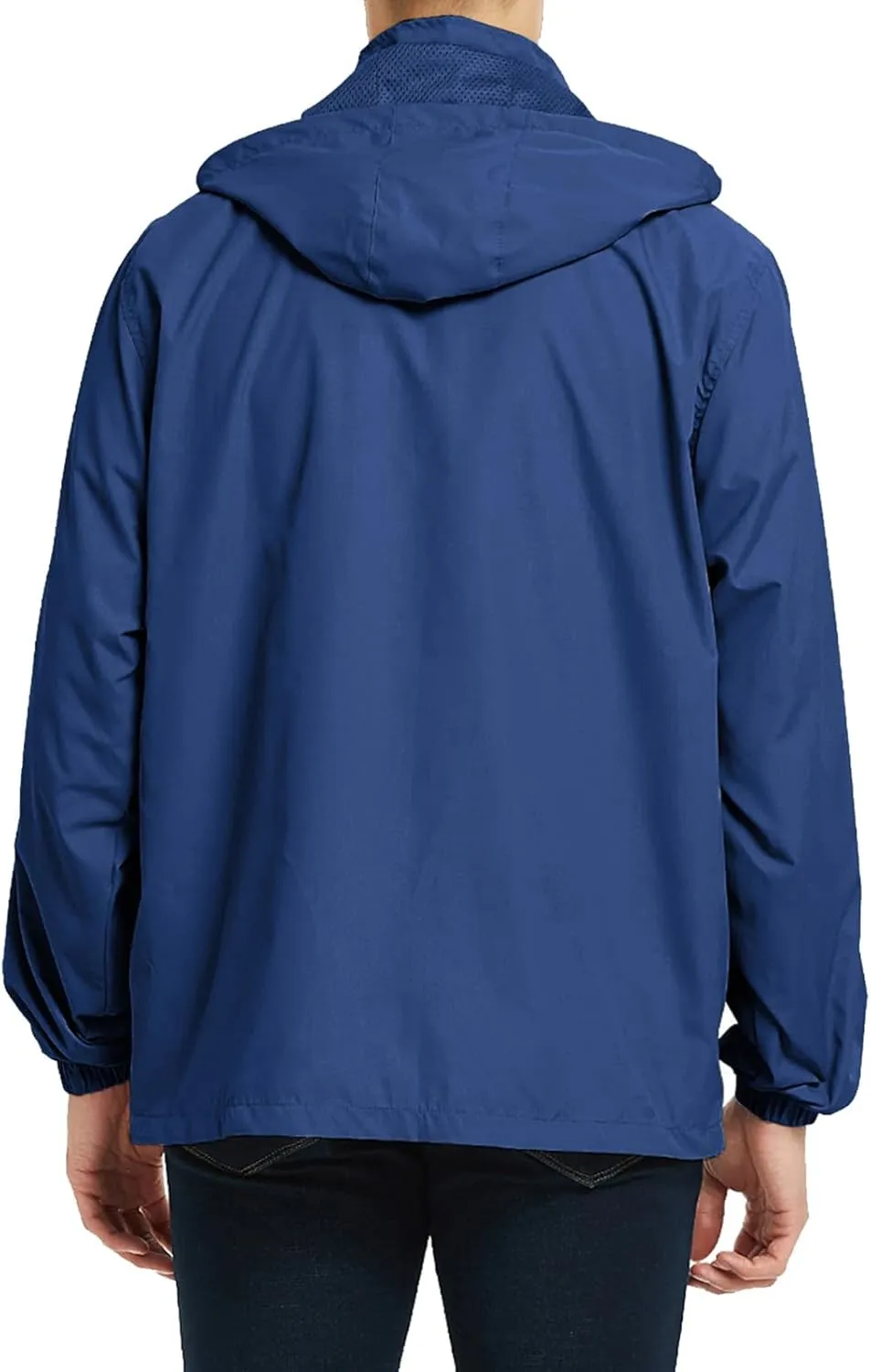 Mens Zip Up Jackets Hooded Waterproof Windbreakers Loose Coats Fashion Lapel Plain Clothes with Pocket 2024 New