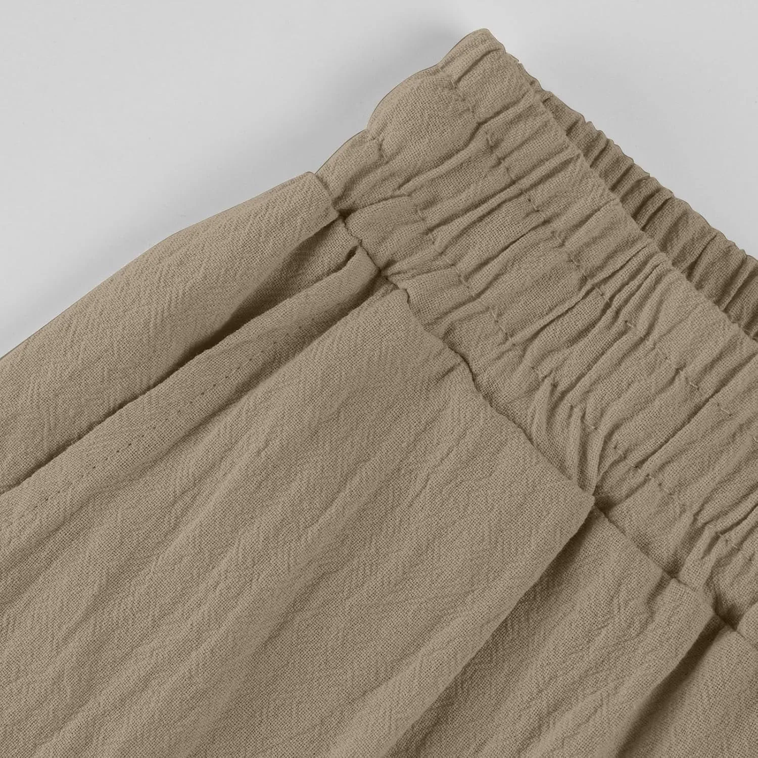 midelxp Plus Size Linen Pants for Women Summer Casual Boho Drawstring High Waisted Pants Loose Fit Vacation Lounge Pants