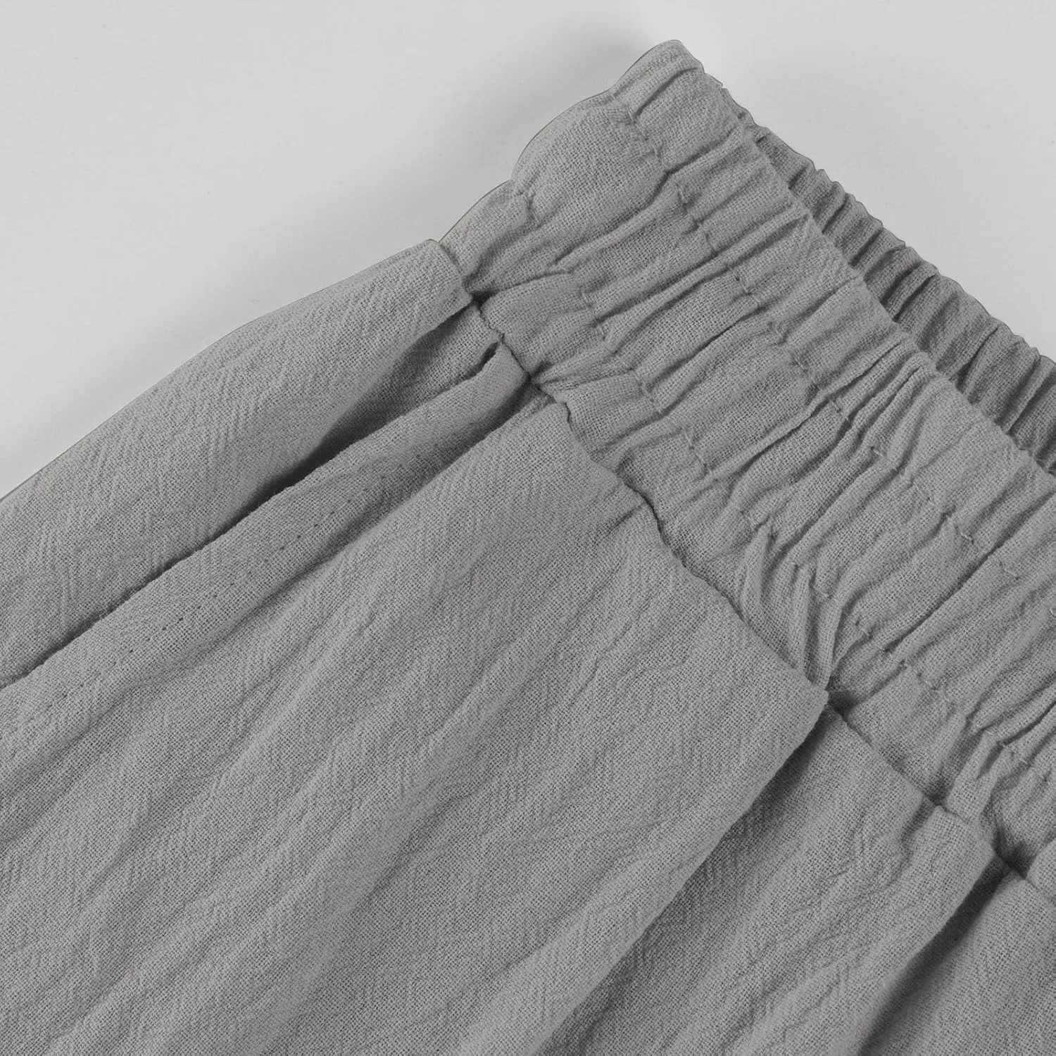 midelxp Plus Size Linen Pants for Women Summer Casual Boho Drawstring High Waisted Pants Loose Fit Vacation Lounge Pants
