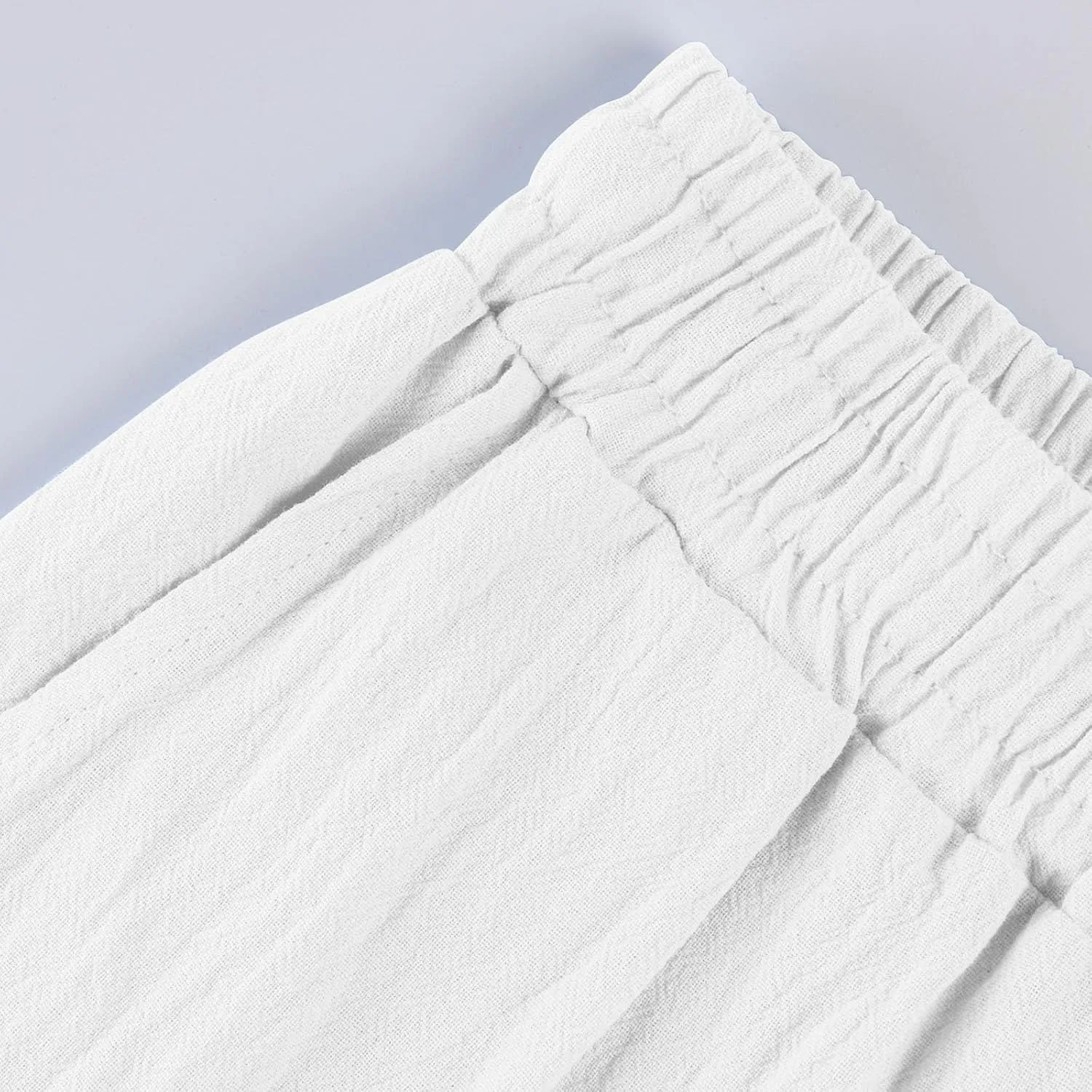 midelxp Plus Size Linen Pants for Women Summer Casual Boho Drawstring High Waisted Pants Loose Fit Vacation Lounge Pants