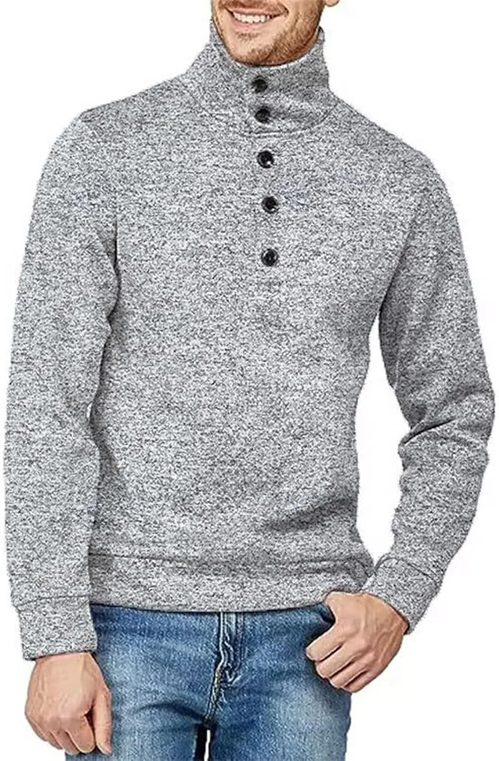 Muscularfit Mens Cardigan Sweaters With Buttons Polo High Neck Long Sleeve Knitted Sweater Jackets Fashion Pullover Knitwear