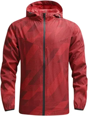 NATHGAM Men's Casual Loose Fit Windbreaker Long Sleeve Stand Collar Hooded Jacket Breathable For Biking Hiking Running 2024