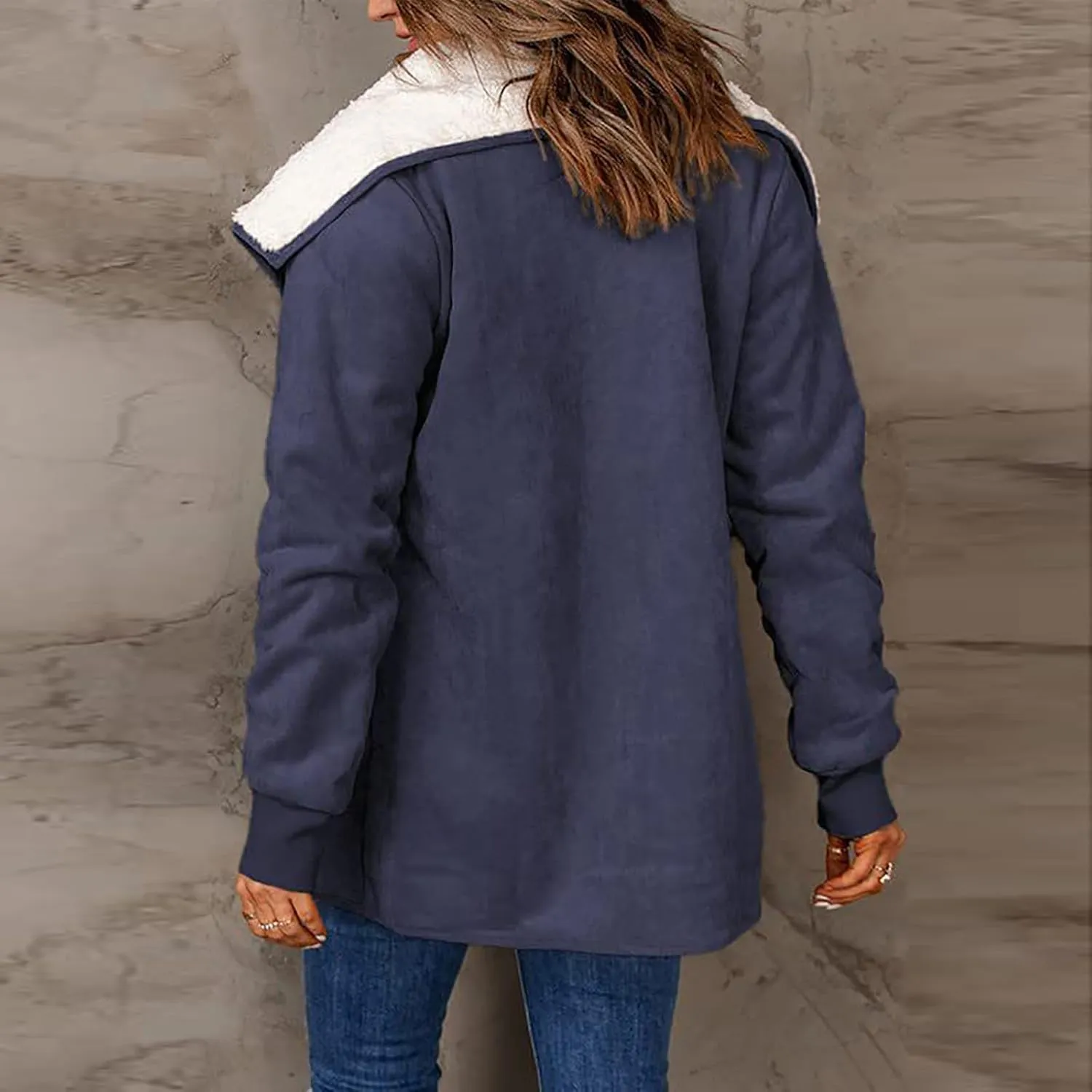 NATHGAM women Sherpa Lined Coat Outwear Winter Thick Warm bomber Jacket fashion lapel Faux Suede Leather Biker Motor Overcoat